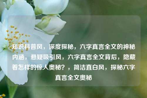 知识科普风，深度探秘，六字真言全文的神秘内涵，悬疑吸引风，六字真言全文背后，隐藏着怎样的惊人奥秘？，简洁直白风，探秘六字真言全文奥秘