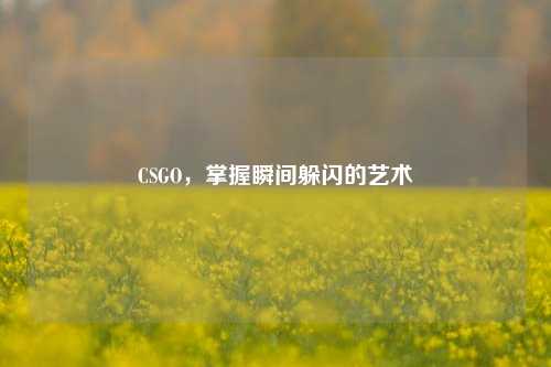 CSGO，掌握瞬间躲闪的艺术
