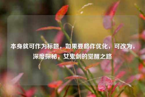 本身就可作为标题，如果要略作优化，可改为，深度探秘，女鬼剑的觉醒之路