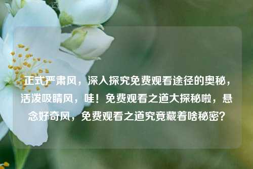 正式严肃风，深入探究免费观看途径的奥秘，活泼吸睛风，哇！免费观看之道大探秘啦，悬念好奇风，免费观看之道究竟藏着啥秘密？