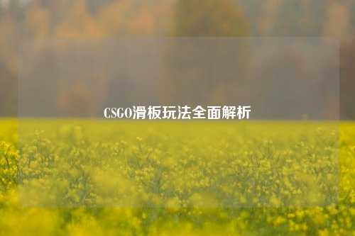 CSGO滑板玩法全面解析