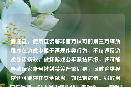 需注意，使用直装等非官方认可的第三方辅助程序在游戏中属于违规作弊行为，不仅违反游戏使用条款，破坏游戏公平竞技环境，还可能导致玩家账号被封禁等严重后果，同时这类程序还可能存在安全隐患，如携带病毒、窃取用户信息等。以下是为你优化后的标题，，警惕！PUBG国际服老虎直装暗藏的多重陷阱与风险