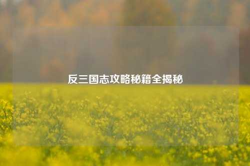 反三国志攻略秘籍全揭秘
