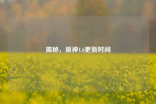 揭秘，原神1.6更新时间
