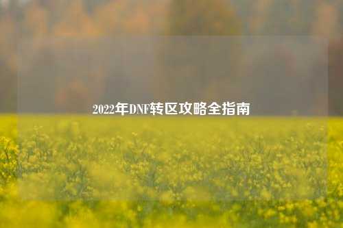 2022年DNF转区攻略全指南