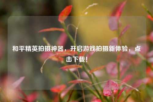 和平精英拍摄神器，开启游戏拍摄新体验，点击下载！