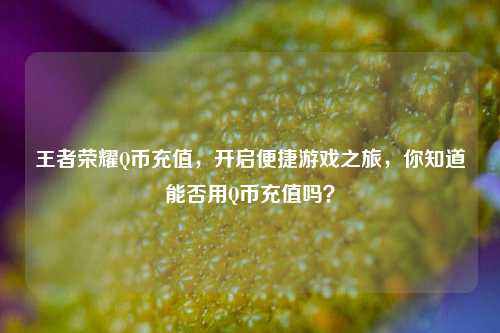 王者荣耀Q币充值，开启便捷游戏之旅，你知道能否用Q币充值吗？