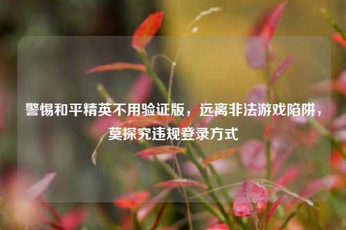警惕和平精英不用验证版，远离非法游戏陷阱，莫探究违规登录方式