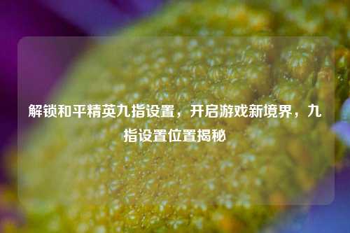 解锁和平精英九指设置，开启游戏新境界，九指设置位置揭秘