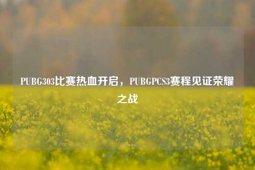 PUBG303比赛热血开启，PUBGPCS3赛程见证荣耀之战
