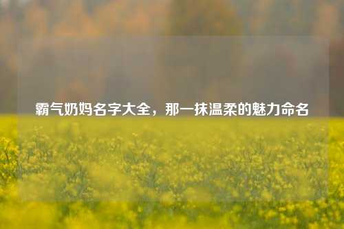 霸气奶妈名字大全，那一抹温柔的魅力命名