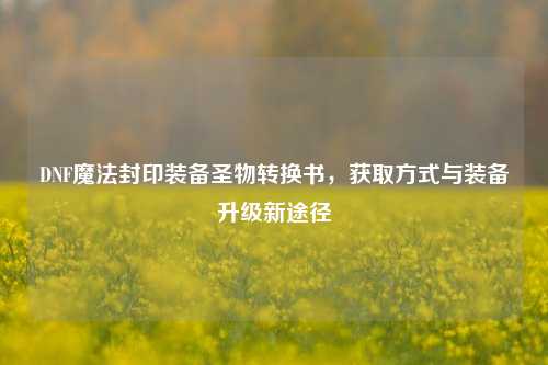 DNF魔法封印装备圣物转换书,获取方式与装备升级新途径