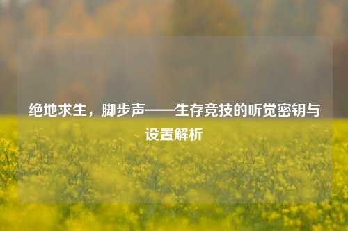 绝地求生，脚步声——生存竞技的听觉密钥与设置解析