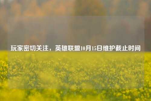 玩家密切关注，英雄联盟10月15日维护截止时间