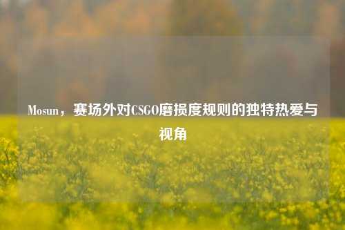 Mosun，赛场外对CSGO磨损度规则的独特热爱与视角
