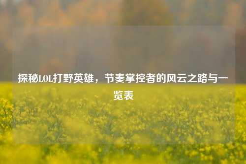 探秘LOL打野英雄，节奏掌控者的风云之路与一览表