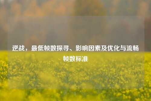 逆战，最低帧数探寻、影响因素及优化与流畅帧数标准