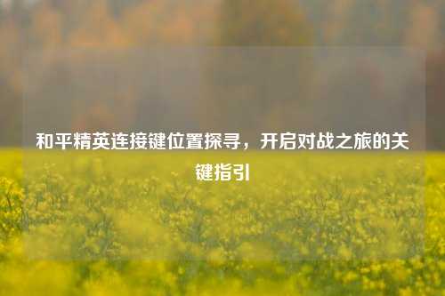 和平精英连接键位置探寻，开启对战之旅的关键指引