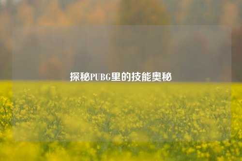 探秘PUBG里的技能奥秘