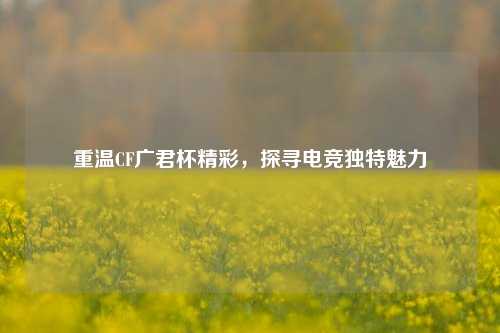 重温CF广君杯精彩，探寻电竞独特魅力