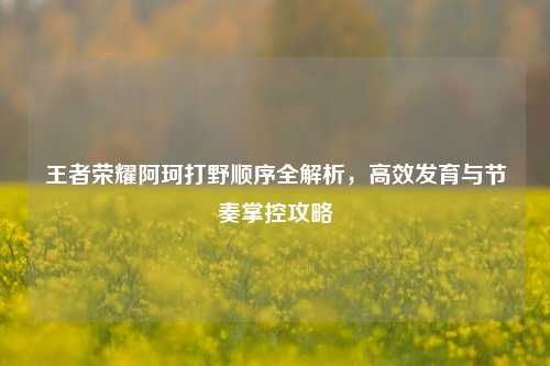 王者荣耀阿珂打野顺序全解析，高效发育与节奏掌控攻略