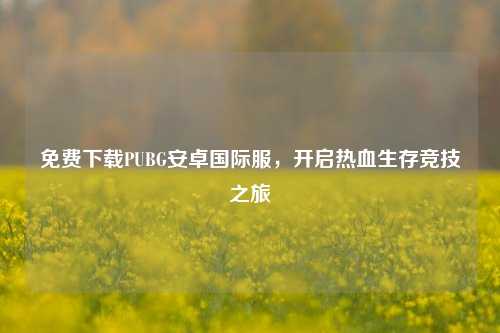 免费下载PUBG安卓国际服，开启热血生存竞技之旅