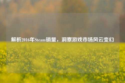 解析2016年Steam销量,洞察游戏市场风云变幻