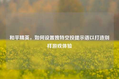 和平精英，如何设置独特空投提示语以打造别样游戏体验