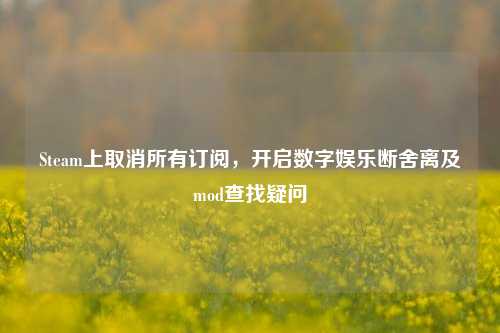 Steam上取消所有订阅，开启数字娱乐断舍离及mod查找疑问