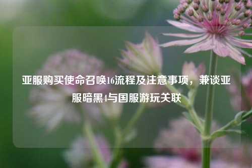 亚服购买使命召唤16流程及注意事项，兼谈亚服暗黑4与国服游玩关联