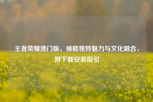 王者荣耀澳门版，领略独特魅力与文化融合，附下载安装指引