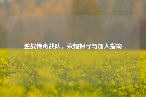 逆战传奇战队，荣耀探寻与加入指南