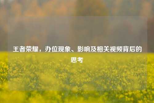 王者荣耀，办位现象、影响及相关视频背后的思考