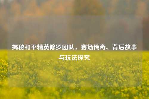 揭秘和平精英修罗团队，赛场传奇、背后故事与玩法探究