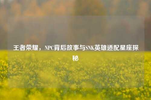 王者荣耀，NPC背后故事与SNK英雄适配星座探秘