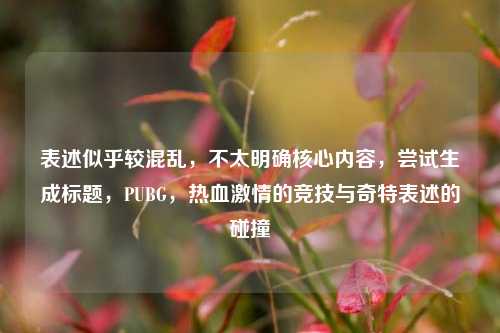 表述似乎较混乱，不太明确核心内容，尝试生成标题，PUBG，热血激情的竞技与奇特表述的碰撞