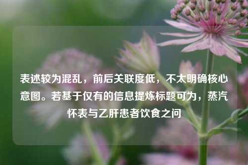 表述较为混乱，前后关联度低，不太明确核心意图。若基于仅有的信息提炼标题可为，蒸汽怀表与乙肝患者饮食之问
