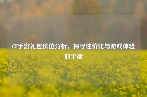 CF手游礼包价位分析，探寻性价比与游戏体验的平衡