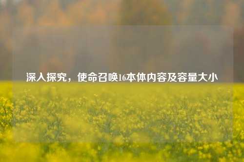 深入探究，使命召唤16本体内容及容量大小