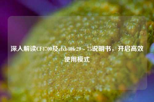 深入解读CF4700及cfxb40fc29 - 75说明书，开启高效使用模式