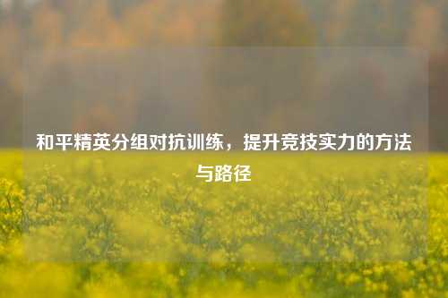 和平精英分组对抗训练，提升竞技实力的方法与路径