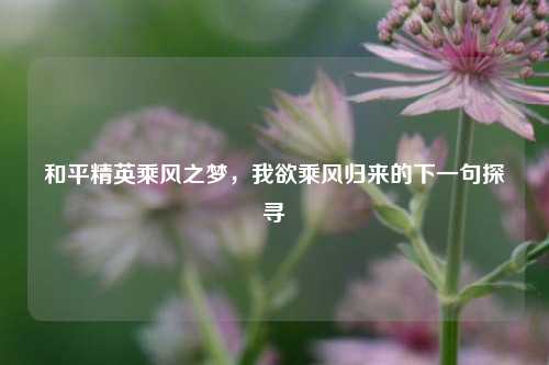 和平精英乘风之梦，我欲乘风归来的下一句探寻