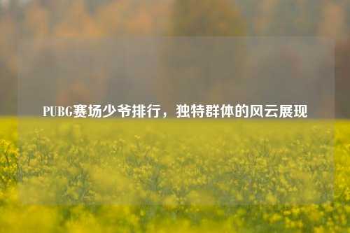 PUBG赛场少爷排行，独特群体的风云展现