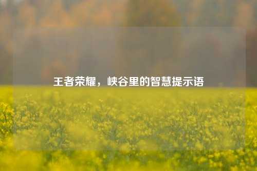 王者荣耀，峡谷里的智慧提示语