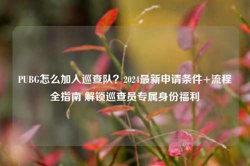 PUBG怎么加入巡查队？2024最新申请条件+流程全指南 解锁巡查员专属身份福利
