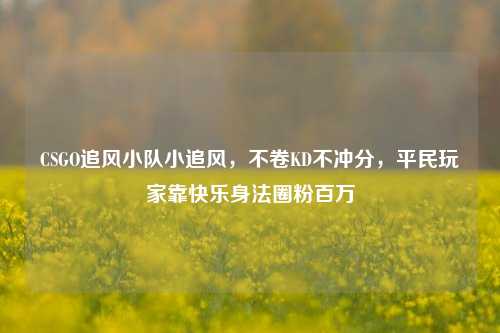 CSGO追风小队小追风，不卷KD不冲分，平民玩家靠快乐身法圈粉百万