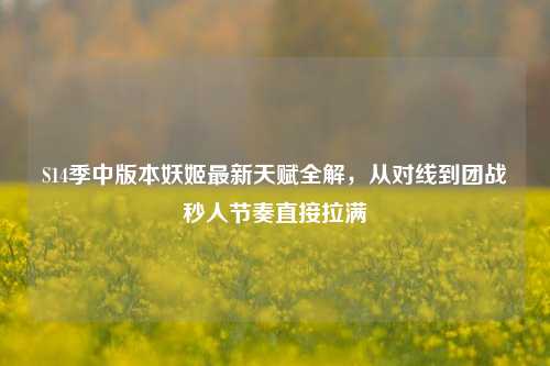 S14季中版本妖姬最新天赋全解，从对线到团战秒人节奏直接拉满