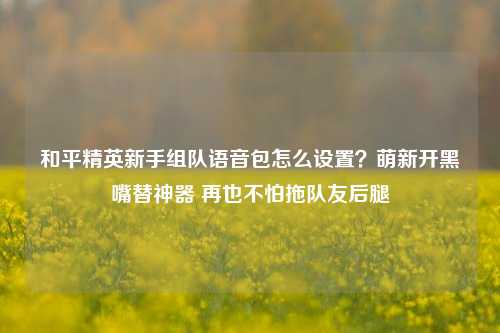 和平精英新手组队语音包怎么设置？萌新开黑嘴替神器 再也不怕拖队友后腿