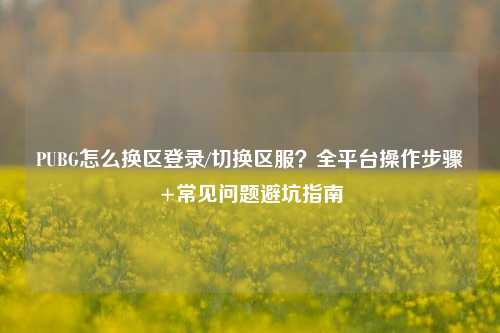 PUBG怎么换区登录/切换区服？全平台操作步骤+常见问题避坑指南