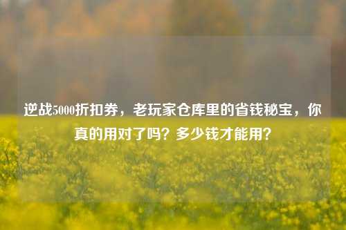 逆战5000折扣券，老玩家仓库里的省钱秘宝，你真的用对了吗？多少钱才能用？